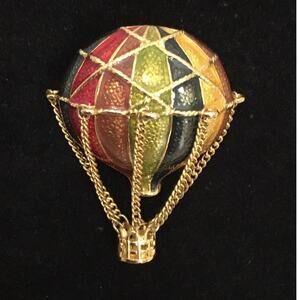 Vintage MFA Museum of Fine Arts Enamel Hot Air Balloon Dangle Basket Brooch/Pin